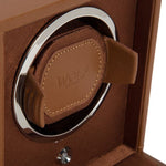 WOLF Designs Watch Winder Single Cub Watch Winder with Cover - Cognac