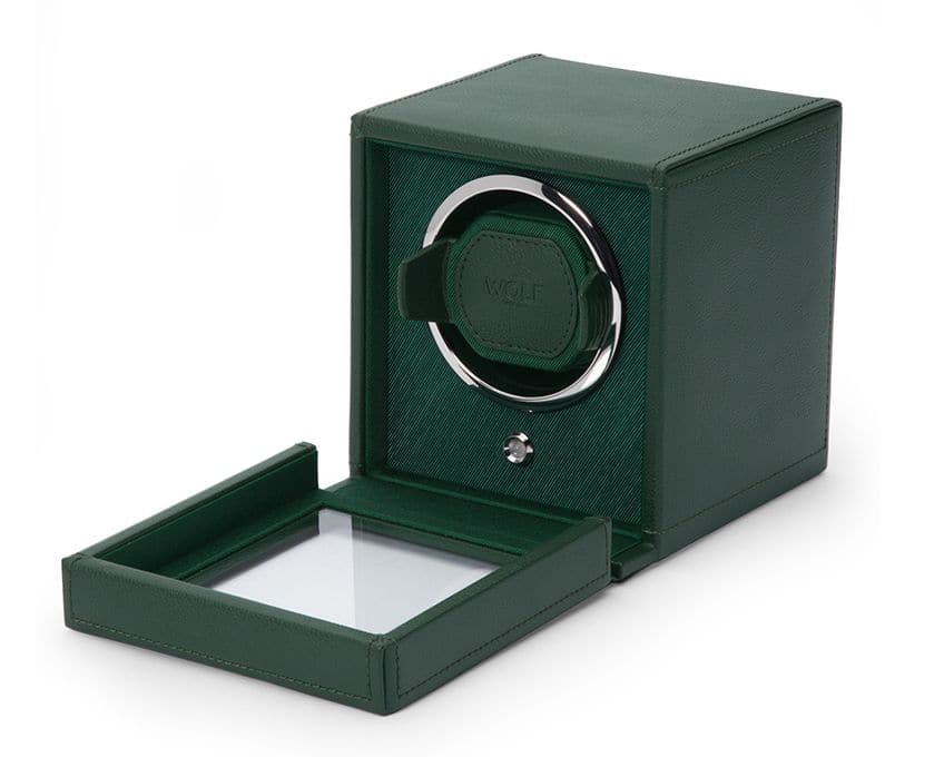 WOLF Designs Watch Winder Single Cub Watch Winder with Cover - Green