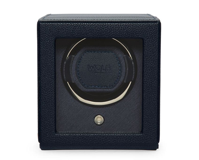 WOLF Designs Watch Winder Single Cub Watch Winder with Cover - Navy