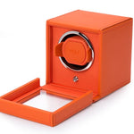 WOLF Designs Watch Winder Single Cub Watch Winder with Cover - Orange