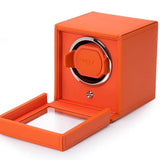 WOLF Designs Watch Winder Single Cub Watch Winder with Cover - Orange